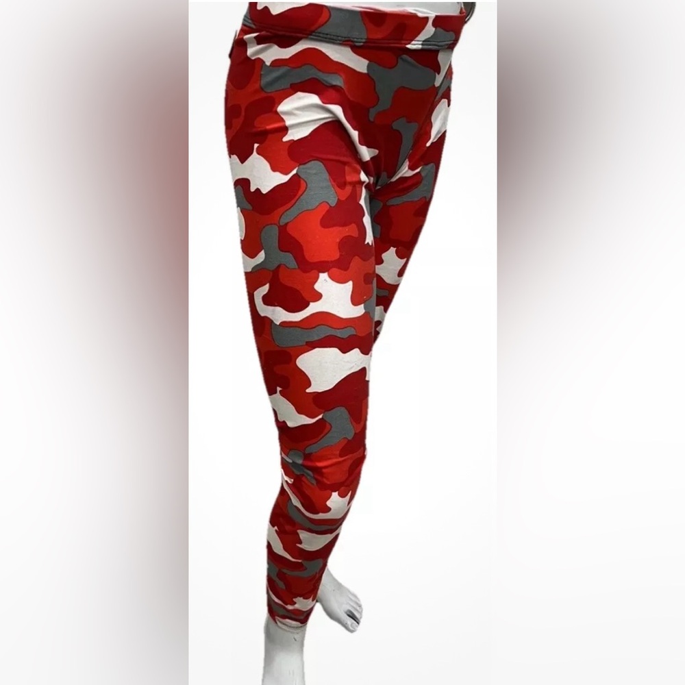Bijorca Red/Grey/white Multicolor Camo Leggings One Size FM